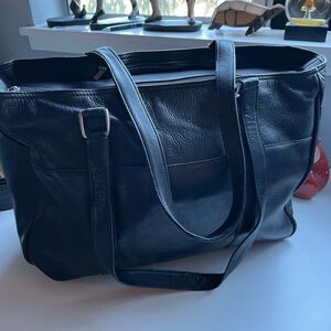 Piel Italian Black Leather Shoulder Tote The Everyday Essential GREAT condition